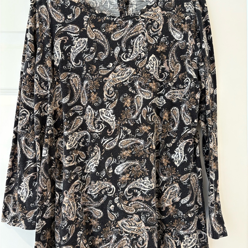 J. Jill Black and Tan 3/4 Sleeve Tunic Top